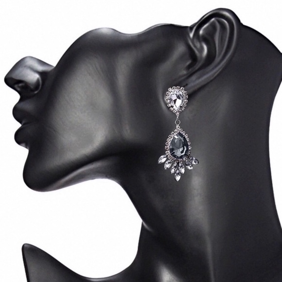 2/$20! Grey Crystal Gem Silver Earrings - Picture 2 of 6